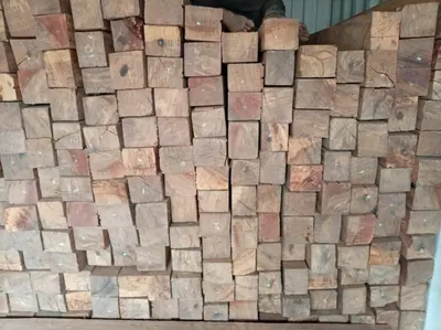 Square sawn timber stacked in a container